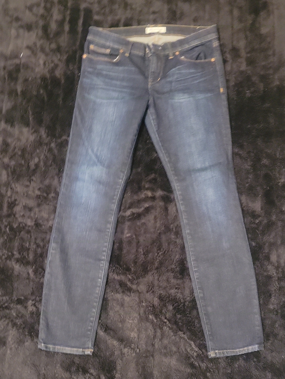 Madewell Dark Blue Skinny Jeans with Faded Detail